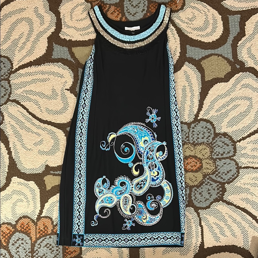 Black dress with paisley print